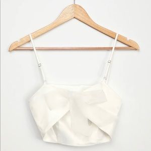 LULU’S Darling White Organza Tie-Back Crop Top
